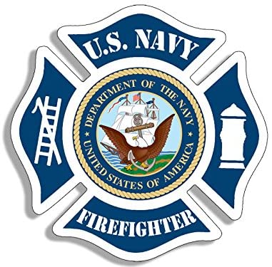 US Navy Firefighter Maltese Shaped Sticker – American Vinyl Stickers