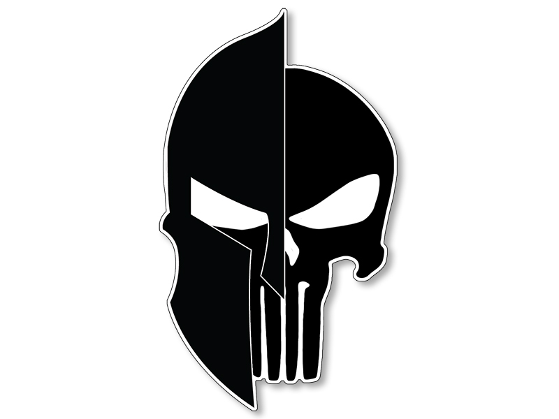 Black HALF Spartan Skull Punisher Shaped Sticker – American Vinyl Stickers